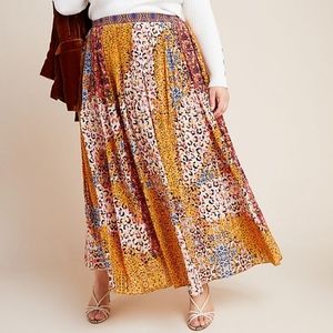Anthropologie maxi skirt pleated silk size 8